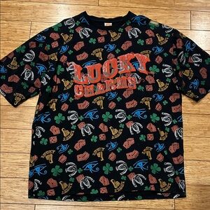 Johnny Blaze Y2K Streetwear Lucky Charms Black Cotton Graphic Tee XL